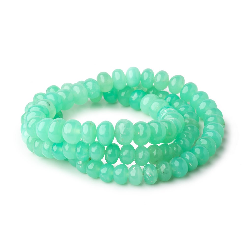 6.5-9.5mm Tanzanian Green Opal Plain Rondelle Beads 20 inch 90 pieces AAA - Beadsofcambay.com