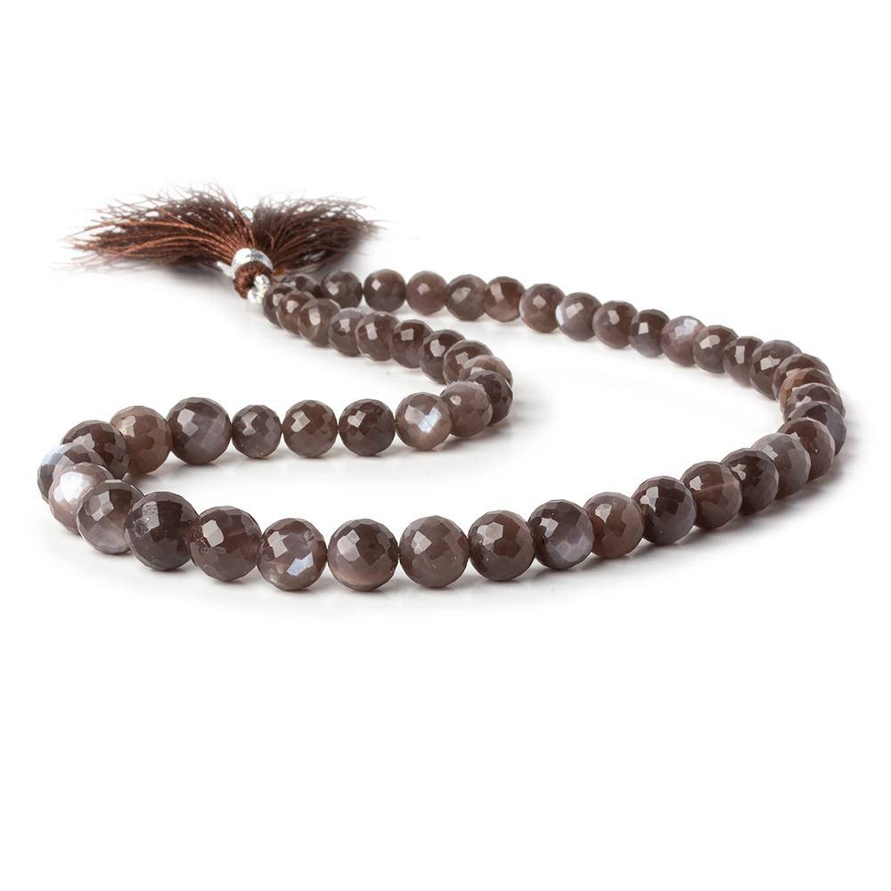 6.5-9mm Chocolate Brown Moonstone Faceted Rounds 16 inch 52 beads AA - Beadsofcambay.com