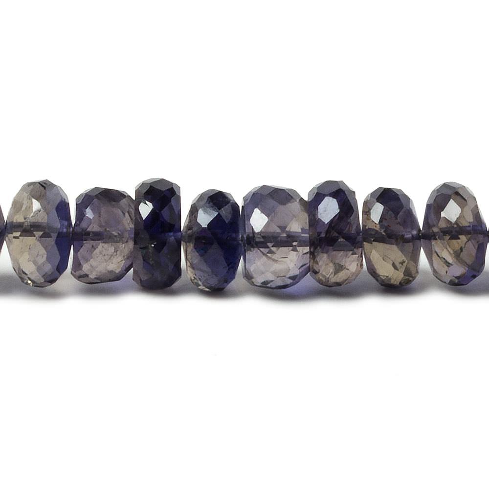 6.5-9mm Iolite faceted rondelle beads 13.5 inch 80 pieces AA - Beadsofcambay.com