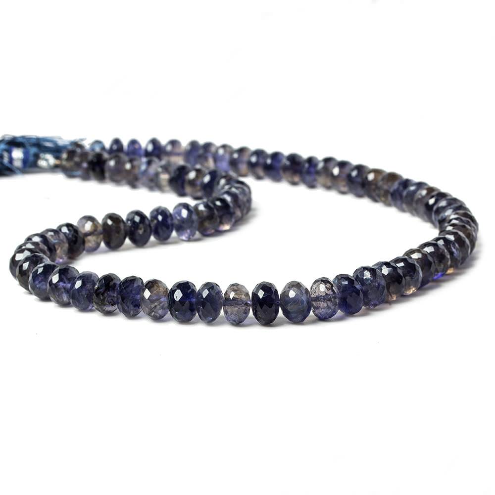 6.5-9mm Iolite Faceted Rondelle Beads 16 inches 94 pieces - Beadsofcambay.com