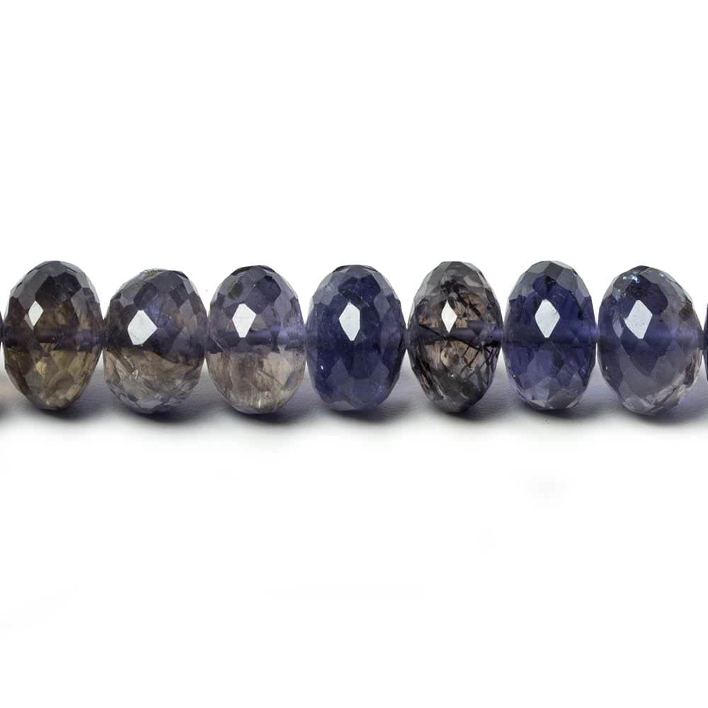 6.5-9mm Iolite Faceted Rondelle Beads 16 inches 94 pieces - Beadsofcambay.com