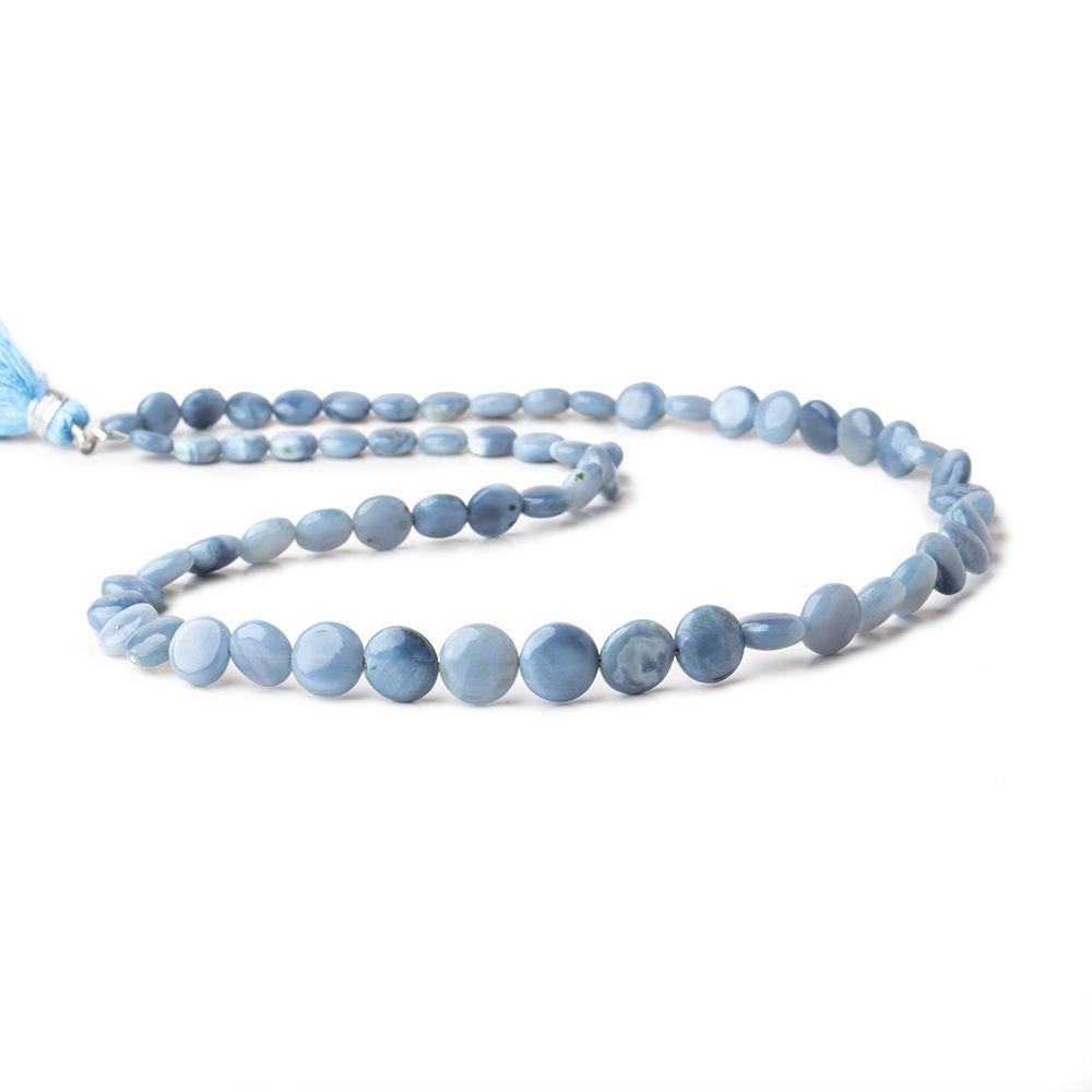 6.5-9mm Owyhee Denim Opal Plain Coin Beads 18 inch 60 pieces - Beadsofcambay.com