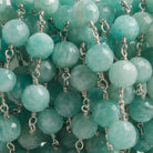 6.5mm Amazonite faceted round .925 Silver Chain by the foot 24 pieces - Beadsofcambay.com