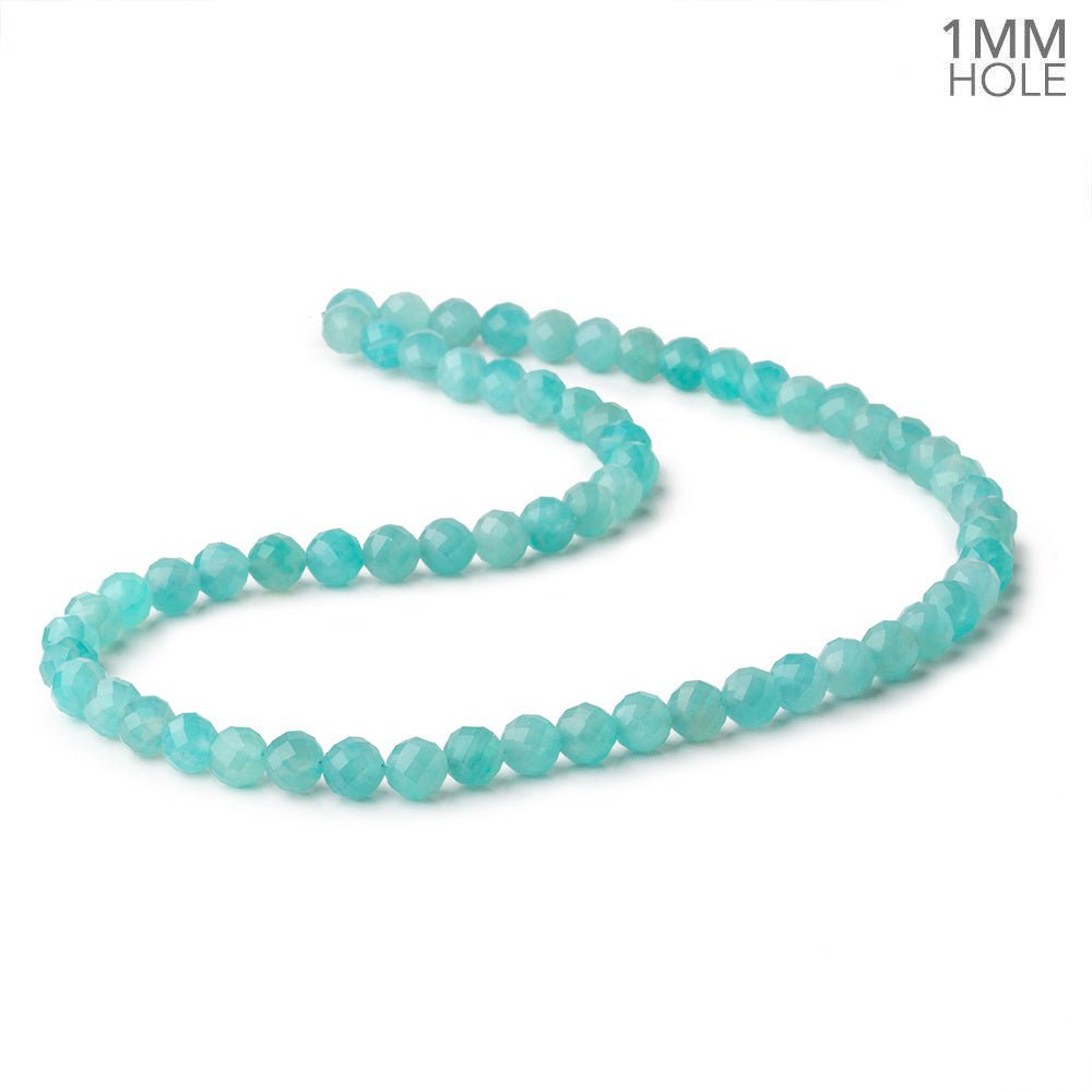 6.5mm Amazonite Faceted Round Beads 16 inch 63 pieces 1mm hole - Beadsofcambay.com