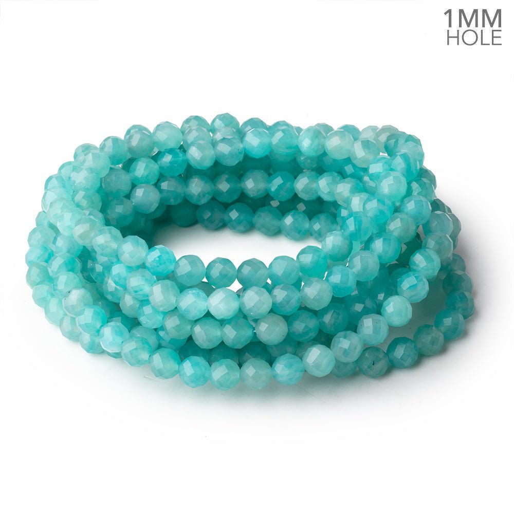 6.5mm Amazonite Faceted Round Beads 16 inch 63 pieces 1mm hole
