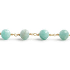 6.5mm Amazonite faceted round Vermeil Chain by the foot 24 pieces - Beadsofcambay.com
