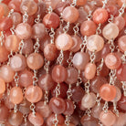 6.5mm Angel Skin Moonstone Plain Coins on Silver Plated Chain - Beadsofcambay.com