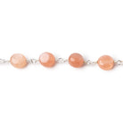 6.5mm Angel Skin Moonstone Plain Coins on Silver Plated Chain - Beadsofcambay.com