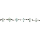 6.5mm Aquamarine plain rondelle Black Gold Chain by the foot 30 pieces - Beadsofcambay.com