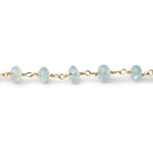 6.5mm Aquamarine plain rondelle Gold plated Chain by the foot 30 pcs - Beadsofcambay.com