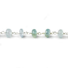 6.5mm Aquamarine plain rondelles Silver plated Chain by the foot 30 pcs - Beadsofcambay.com