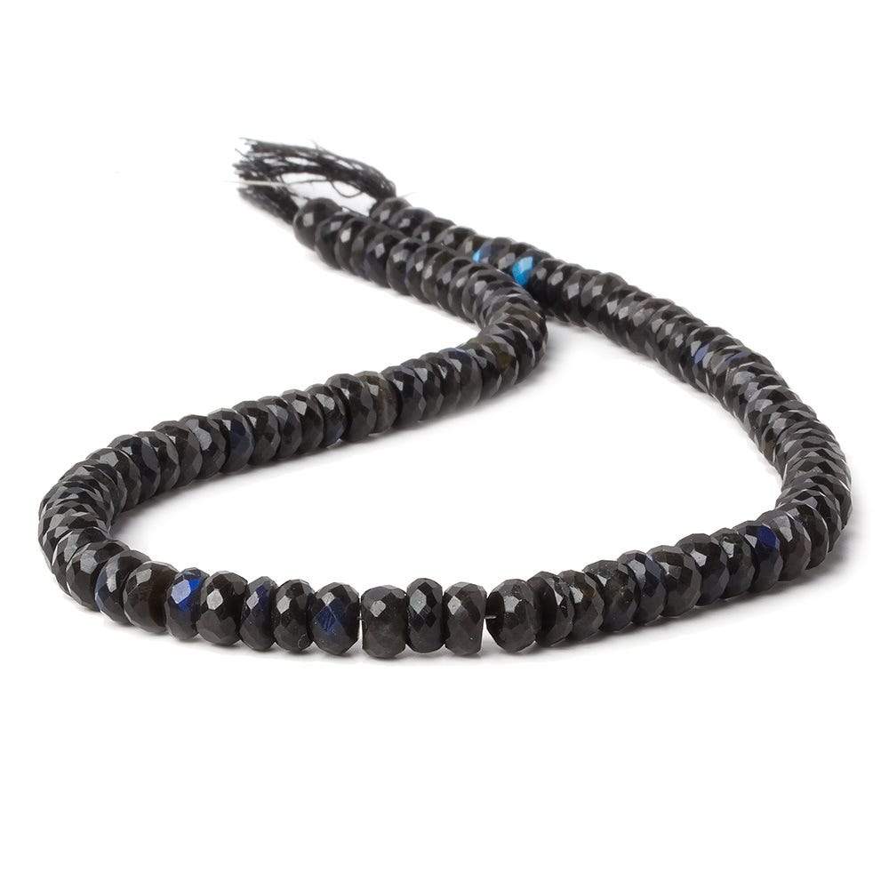 8-8.5mm Black Labradorite faceted rondelle beads 16 inch 96 pieces AAA - Beadsofcambay.com