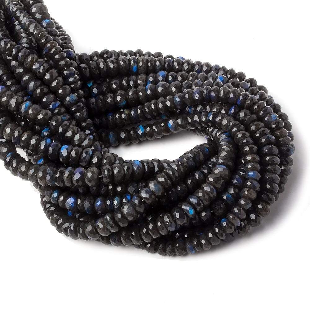 8-8.5mm Black Labradorite faceted rondelle beads 16 inch 96 pieces AAA - Beadsofcambay.com