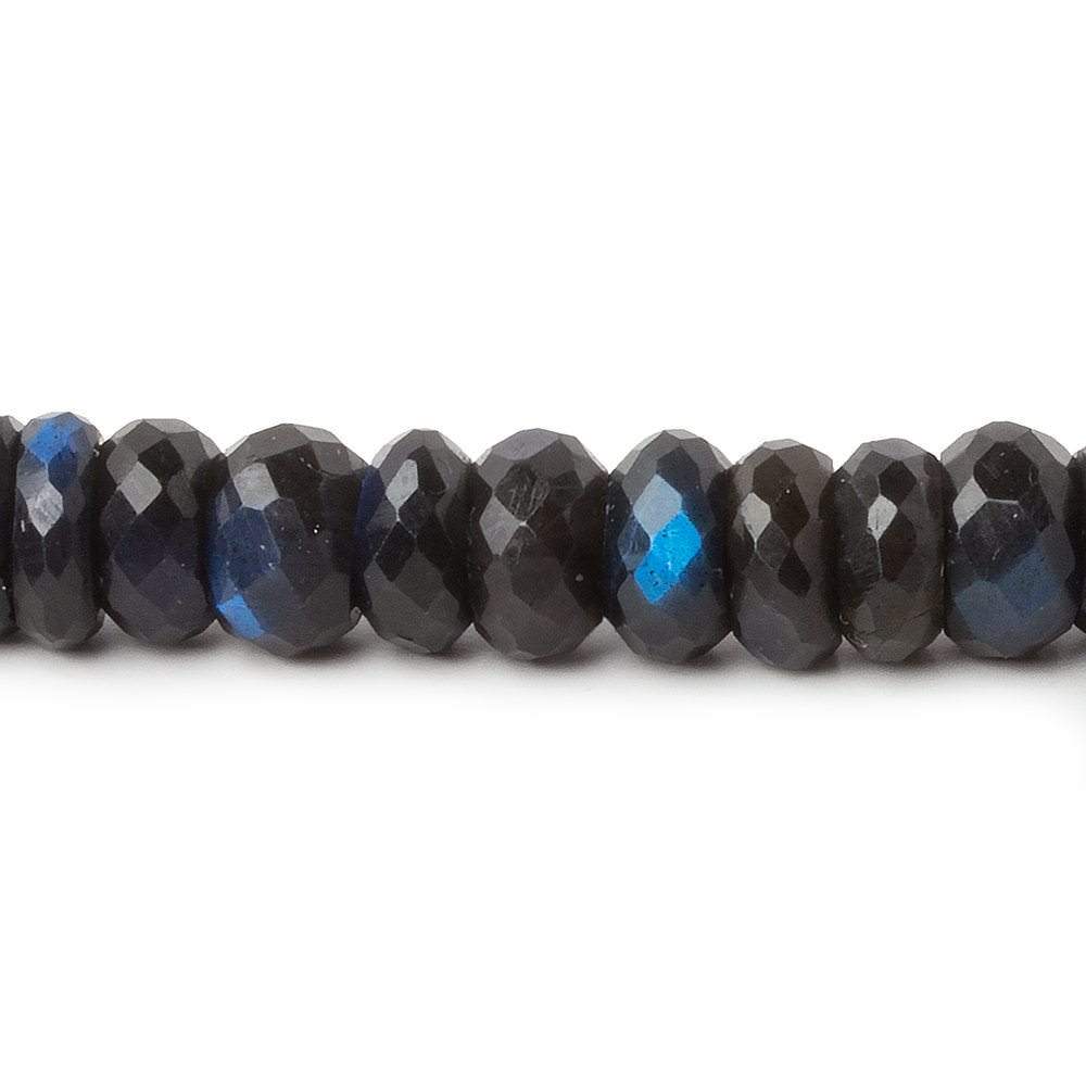 8-8.5mm Black Labradorite faceted rondelle beads 16 inch 96 pieces AAA - Beadsofcambay.com