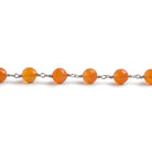6.5mm Carnelian faceted round .925 Silver Chain by the foot 24 pieces - Beadsofcambay.com