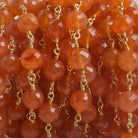 6.5mm Carnelian faceted round Vermeil Chain by the foot 24 pieces - Beadsofcambay.com