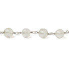 6.5mm Ceylon Moonstone faceted round .925 Silver Chain by the foot 24 pieces - Beadsofcambay.com