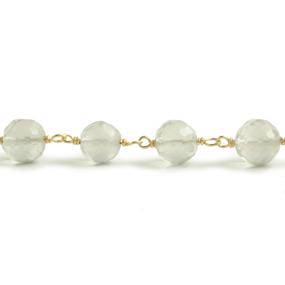 6.5mm Ceylon Moonstone faceted round Vermeil Chain by the foot 24 pieces - Beadsofcambay.com