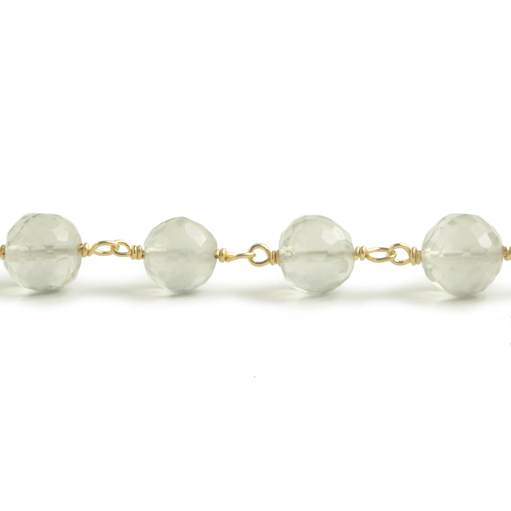 6.5mm Ceylon Moonstone faceted round Vermeil Chain by the foot 24 pieces - Beadsofcambay.com