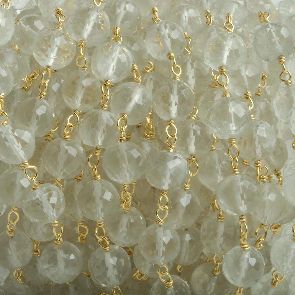 6.5mm Ceylon Moonstone faceted round Vermeil Chain by the foot 24 pieces - Beadsofcambay.com
