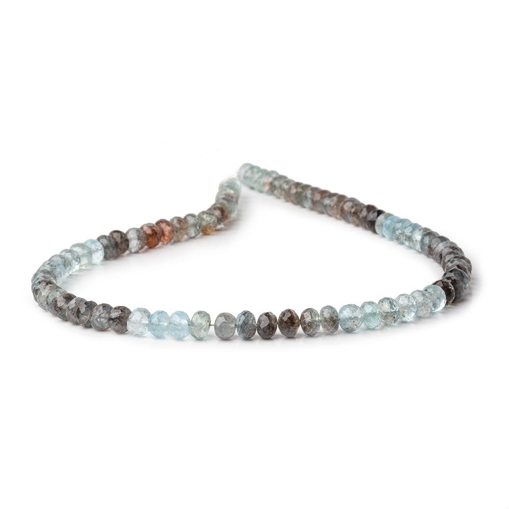 6.5mm Copper Moss Aquamarine Faceted Rondelle Beads 14 inch 78 pieces AAA - Beadsofcambay.com