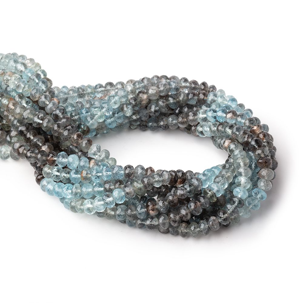 6.5mm Copper Moss Aquamarine Faceted Rondelle Beads 14 inch 78 pieces AAA - Beadsofcambay.com