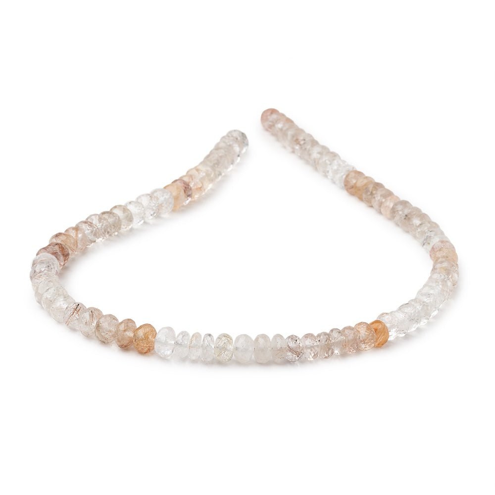 6.5mm Copper Rutilated Quartz Faceted Rondelle Beads 14 inch 74 pieces - Beadsofcambay.com