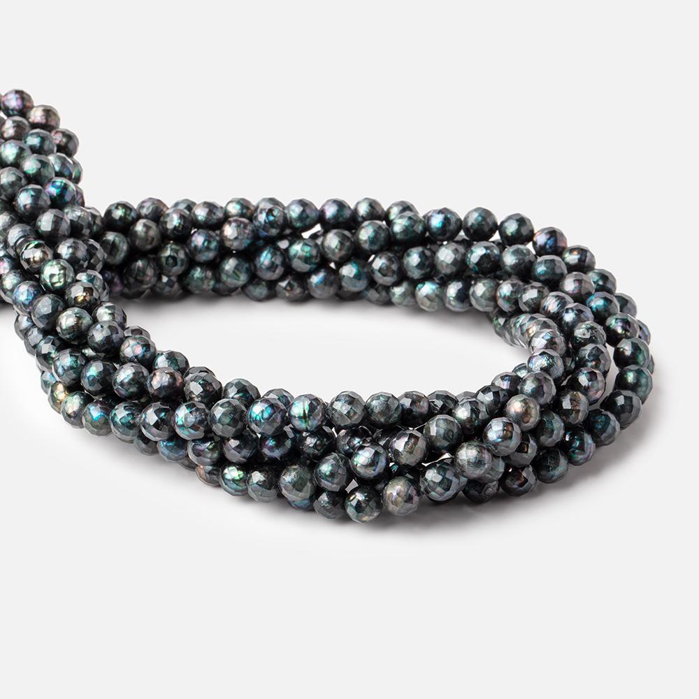 6.5mm Dark Teal Faceted Round Freshwater Pearls 16 inch 60 pieces - Beadsofcambay.com