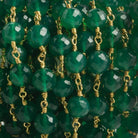 6.5mm Green Onyx faceted round Vermeil Chain by the foot 24 pieces - Beadsofcambay.com