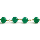 6.5mm Green Onyx faceted round Vermeil Chain by the foot 24 pieces - Beadsofcambay.com