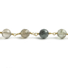 6.5mm Green Tourmalinated Quartz faceted round Vermeil Chain by the foot 24 pieces - Beadsofcambay.com