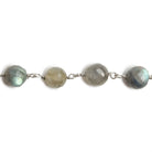 6.5mm Labradorite faceted round .925 Silver Chain by the foot 24 pieces - Beadsofcambay.com