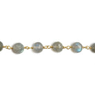 6.5mm Labradorite faceted round Vermeil Chain by the foot 24 pieces - Beadsofcambay.com
