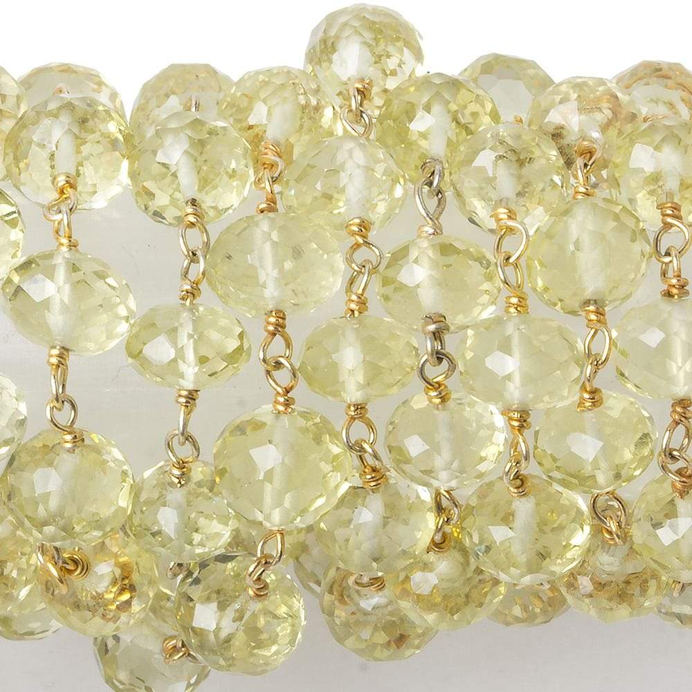 6.5mm Lemon Quartz faceted rondelle Vermeil Chain Sold As 31 inches 84 beads - Beadsofcambay.com