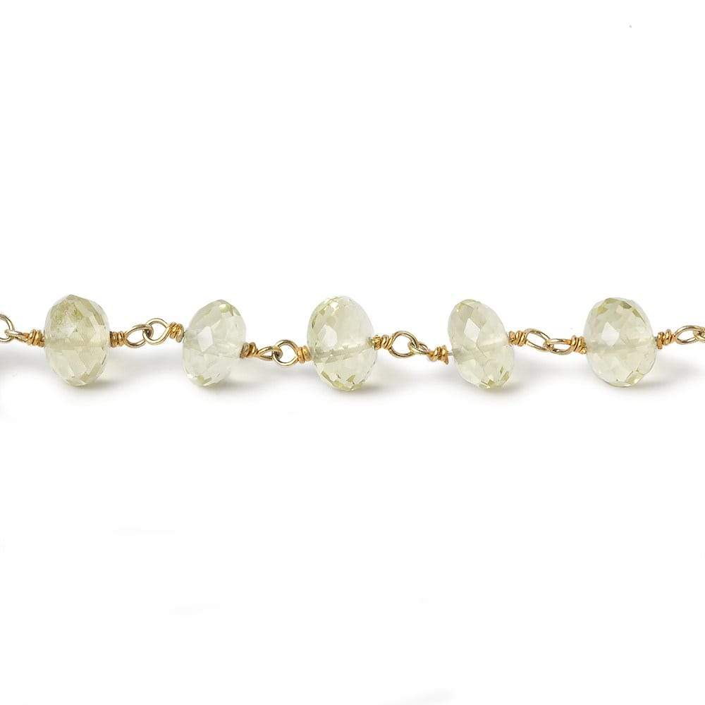 6.5mm Lemon Quartz faceted rondelle Vermeil Chain Sold As 31 inches 84 beads - Beadsofcambay.com