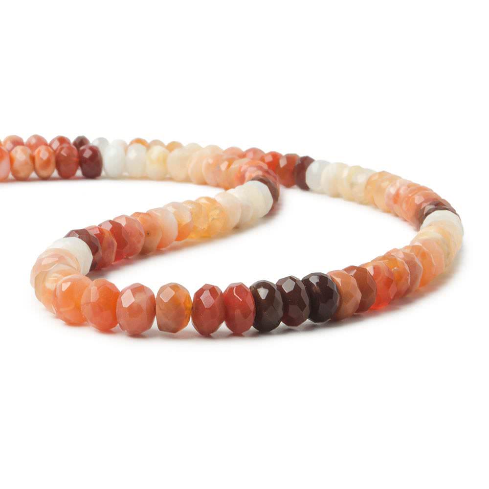 6.5mm Multi Color Fire Opal Plain Rondelle Beads 16 inch 102 pieces - Beadsofcambay.com