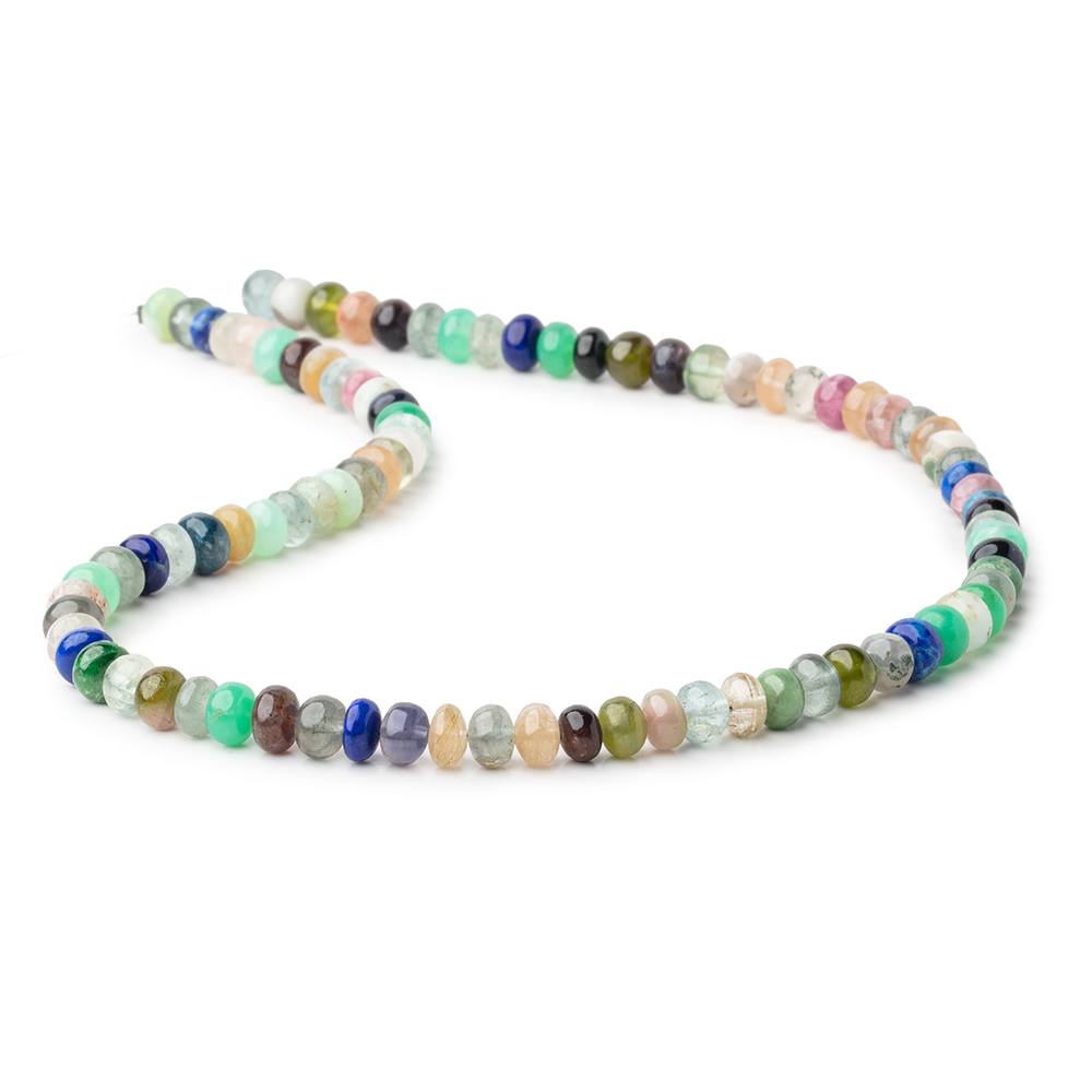 6.5mm Multi Gemstone Plain Rondelle Beads 16 inch 90 pieces - Beadsofcambay.com