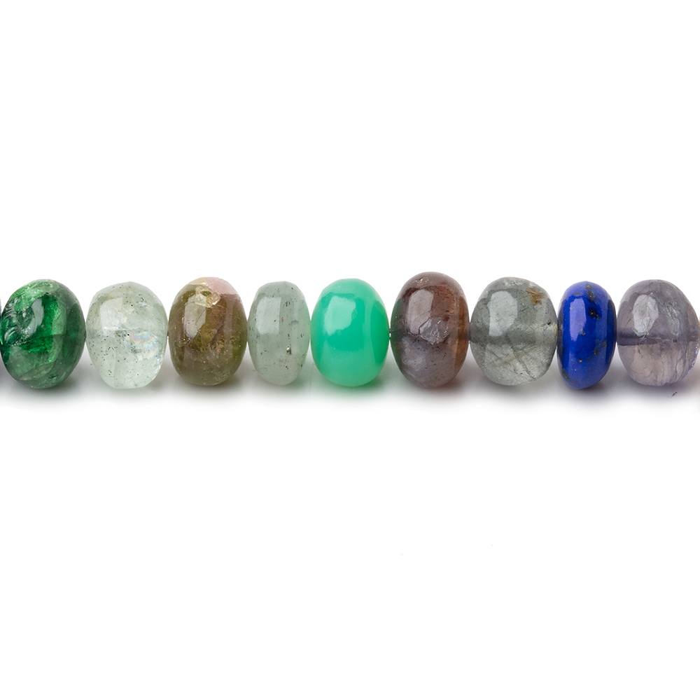 6.5mm Multi Gemstone Plain Rondelle Beads 16 inch 90 pieces - Beadsofcambay.com