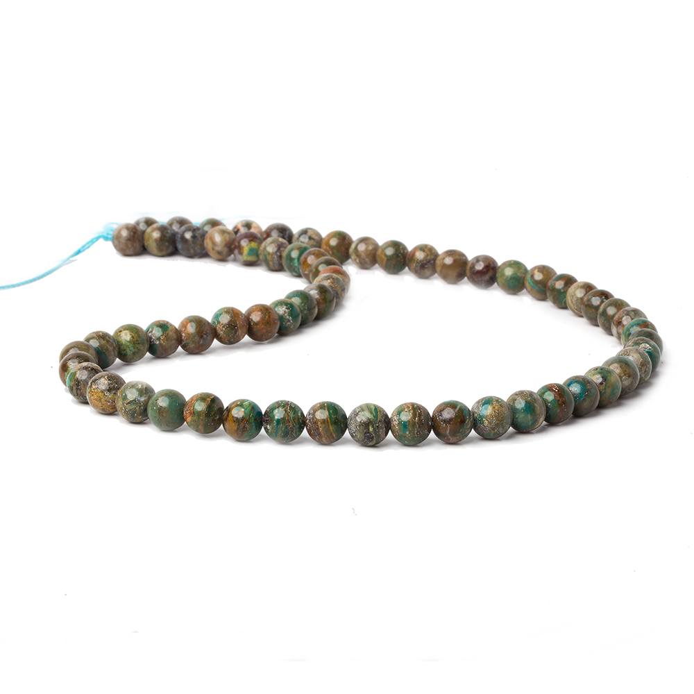 6.5mm Peruvian Blue Dendritic Opal Unfaceted Rounds 16 inch 62 pieces A - Beadsofcambay.com