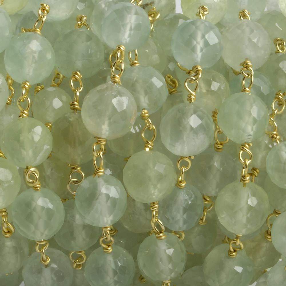 6.5mm Prehnite faceted round Vermeil Chain by the foot 24 pieces - Beadsofcambay.com