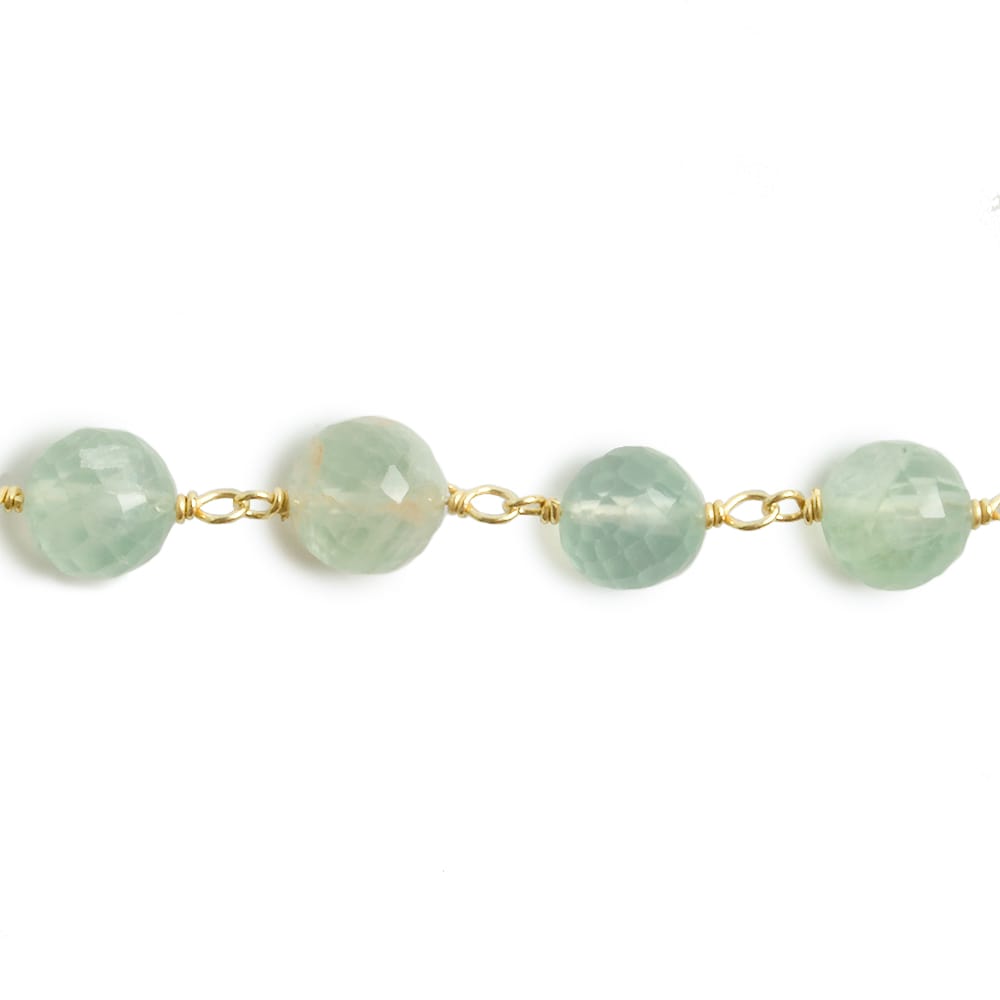 6.5mm Prehnite faceted round Vermeil Chain by the foot 24 pieces - Beadsofcambay.com