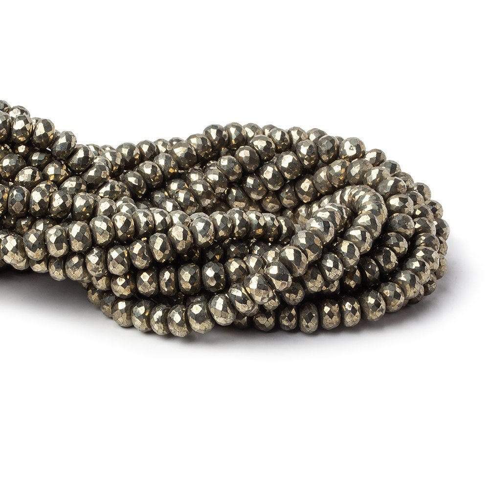 6.5mm Pyrite Faceted Rondelle Beads 13 inch 78 pieces - Beadsofcambay.com