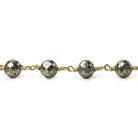 6.5mm Pyrite faceted round Gold plated Chain by the foot 23 beads - Beadsofcambay.com
