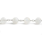 6.5mm Rainbow Moonstone faceted round .925 Silver Chain by the foot 24 pieces - Beadsofcambay.com
