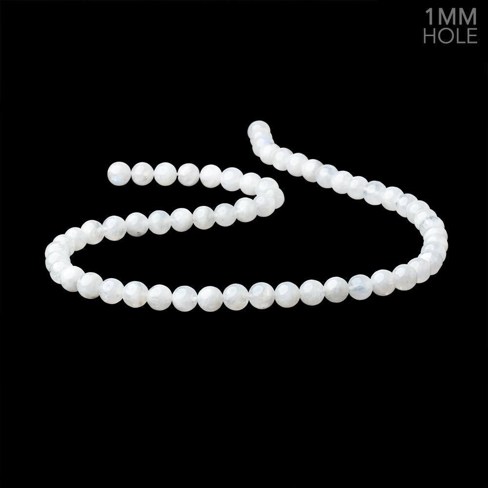 6.5mm Rainbow Moonstone Plain Round Beads 15 inch 58 pieces 1mm Hole - Beadsofcambay.com