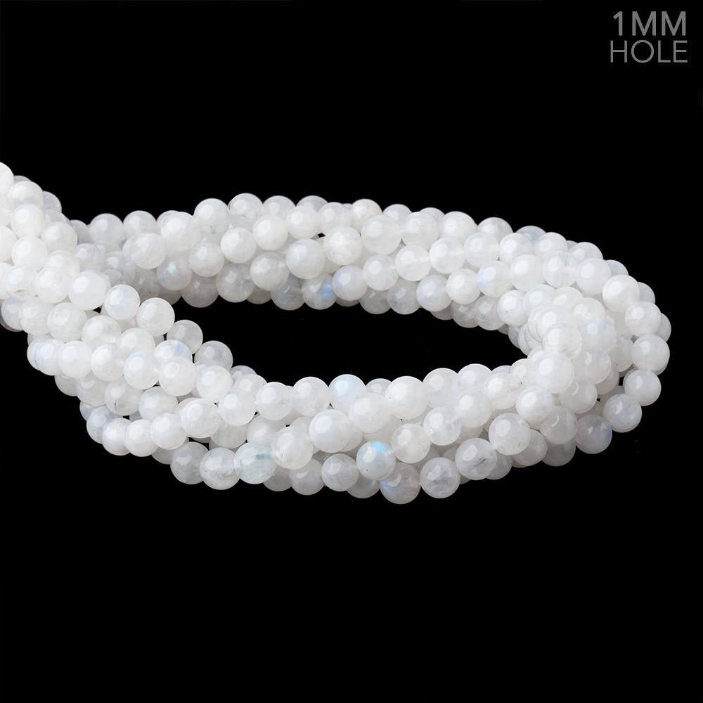 6.5mm Rainbow Moonstone Plain Round Beads 15 inch 58 pieces 1mm Hole - Beadsofcambay.com