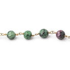 6.5mm Ruby in Zoisite faceted round beads on Vermeil Chain - Beadsofcambay.com