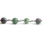 6.5mm Ruby in Zoisite faceted round Black Gold .925 Silver Chain by the foot 24 pieces - Beadsofcambay.com