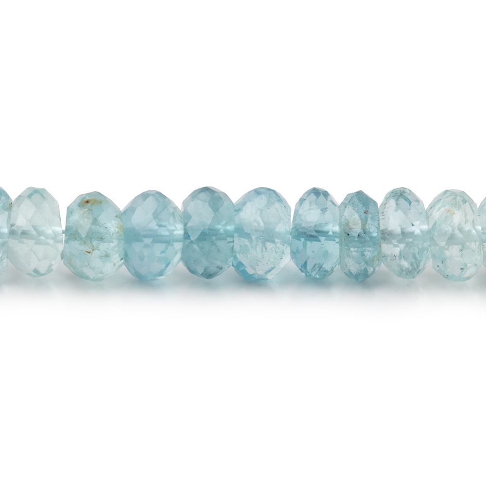 6.5mm Shaded Aquamarine Plain Rondelle Beads 16 inch 115 pieces AA - Beadsofcambay.com