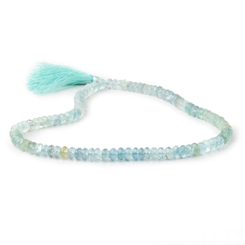 6.5mm Shaded Aquamarine Plain Rondelle Beads 16 inch 115 pieces AA - Beadsofcambay.com